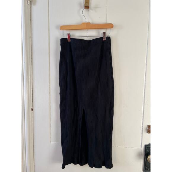 ZARA Ribbed Knit Midi Skirt Black L - Picture 8 of 9